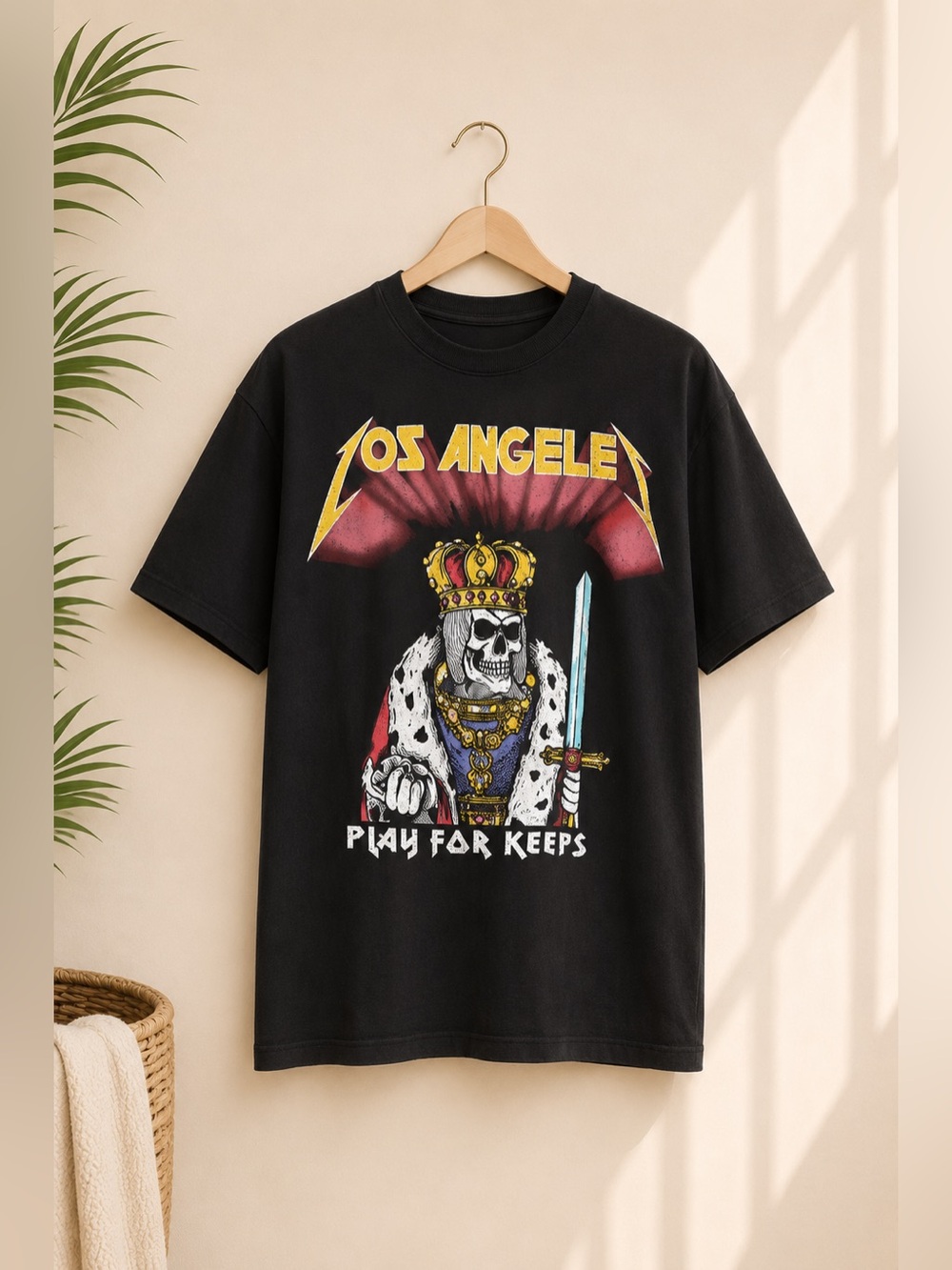 Los Angeles 'Play For Keeps' Black Graphic Tee